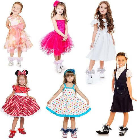 Lasnten 15 Pairs Toddler Ruffle Socks Girl with Big Ruffle Lace Frilly Turn Cuff Dress Sock Double Lace Socks Bulk Turn Cuff Big for Infant Toddler Kids in Kuwait