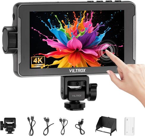 VILTROX DC-550 Pro II 5.5 Inch Touchscreen Camera Field Monitor,4K HDMI 2.0 Input/Output,1400 nits,1920x1080P IPS, Sunshade Hood, 3D Lut,Onion Skin Function,Peaking Focus Assist, DC 12V Type-C 5V in in Kuwait