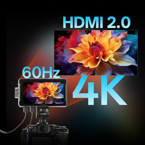 VILTROX DC-550 Pro II 5.5 Inch Touchscreen Camera Field Monitor,4K HDMI 2.0 Input/Output,1400 nits,1920x1080P IPS, Sunshade Hood, 3D Lut,Onion Skin Function,Peaking Focus Assist, DC 12V Type-C 5V in in Kuwait
