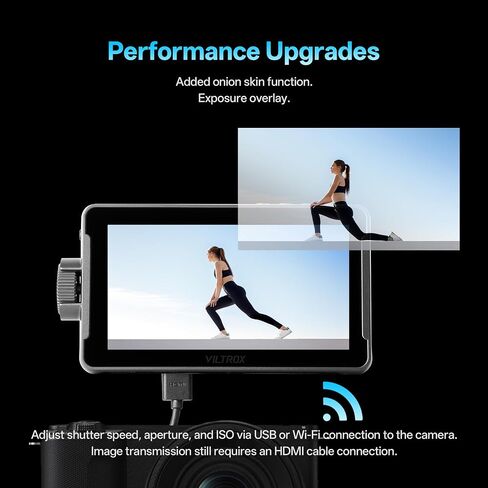 VILTROX DC-550 Pro II 5.5 Inch Touchscreen Camera Field Monitor,4K HDMI 2.0 Input/Output,1400 nits,1920x1080P IPS, Sunshade Hood, 3D Lut,Onion Skin Function,Peaking Focus Assist, DC 12V Type-C 5V in in Kuwait