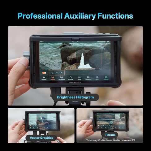 VILTROX DC-550 Pro II 5.5 Inch Touchscreen Camera Field Monitor,4K HDMI 2.0 Input/Output,1400 nits,1920x1080P IPS, Sunshade Hood, 3D Lut,Onion Skin Function,Peaking Focus Assist, DC 12V Type-C 5V in in Kuwait
