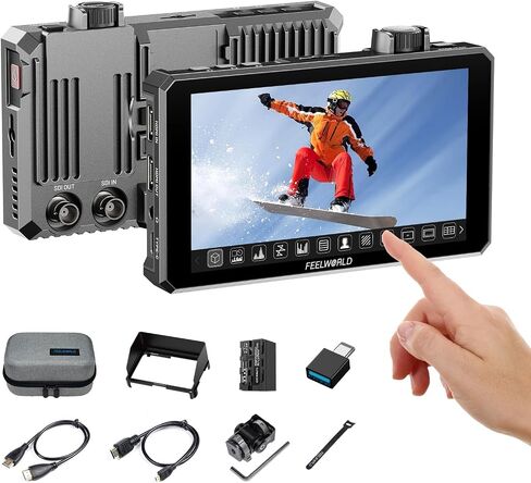 FEELWORLD SC6 6 Inch SDI Field Monitor,1500 nit Aluminum 4K HDMI On Camera Monitor Touchscreen and Scroll Wheel, HDR Waveform and 3D LUT for DSLR/Mirrorless in Kuwait