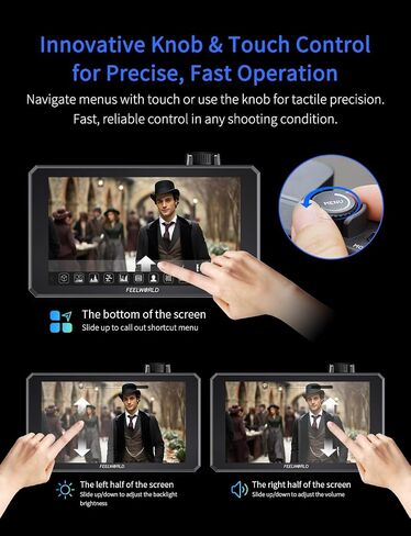 FEELWORLD SC6 6 Inch SDI Field Monitor,1500 nit Aluminum 4K HDMI On Camera Monitor Touchscreen and Scroll Wheel, HDR Waveform and 3D LUT for DSLR/Mirrorless in Kuwait
