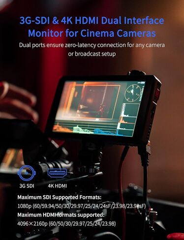 FEELWORLD SC6 6 Inch SDI Field Monitor,1500 nit Aluminum 4K HDMI On Camera Monitor Touchscreen and Scroll Wheel, HDR Waveform and 3D LUT for DSLR/Mirrorless in Kuwait