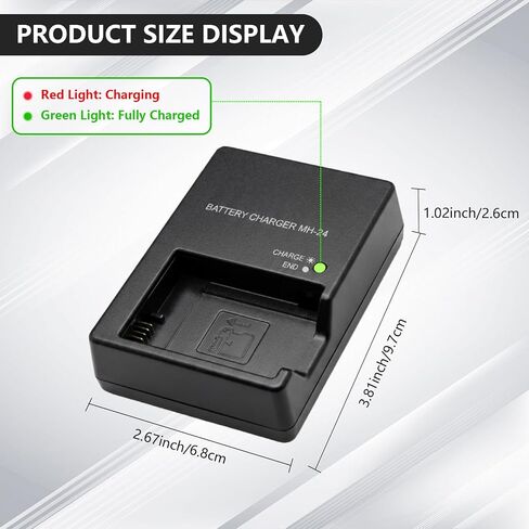 MH-24 EN-EL14 EN-EL14A Quick Battery Charger Compatible with Canon Nikon P7000 P7100 P7200 P7700 P7800 D5100 D5200 D5300 D5500 D5600 D3100 D3200 D3300 D3500 DSLR Digital Cameras in Kuwait