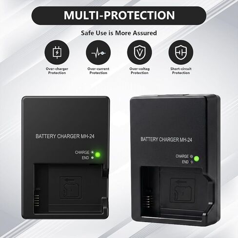 MH-24 EN-EL14 EN-EL14A Quick Battery Charger Compatible with Canon Nikon P7000 P7100 P7200 P7700 P7800 D5100 D5200 D5300 D5500 D5600 D3100 D3200 D3300 D3500 DSLR Digital Cameras in Kuwait