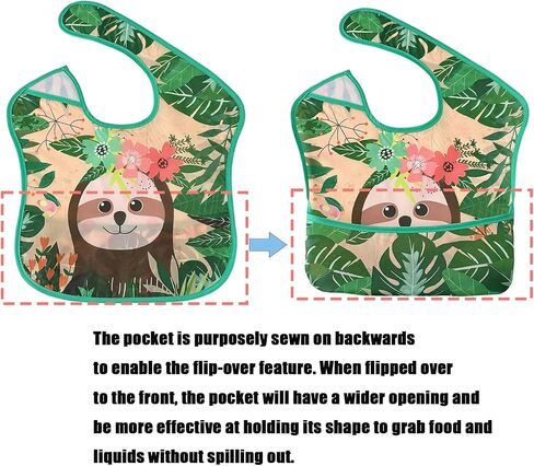 PandaEar 3 Pack Baby Bibs for Boys & Girls, Waterproof Polyester Toddler Bibs for 6-24 Months, Lightweight Soft Feeding Bibs with Food Catcher Pocket (Animal Theme Series) in Kuwait