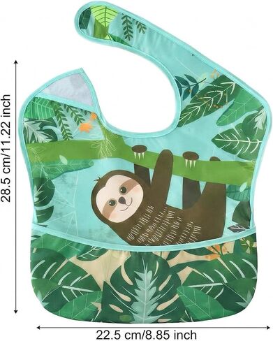 PandaEar 3 Pack Baby Bibs for Boys & Girls, Waterproof Polyester Toddler Bibs for 6-24 Months, Lightweight Soft Feeding Bibs with Food Catcher Pocket (Animal Theme Series) in Kuwait