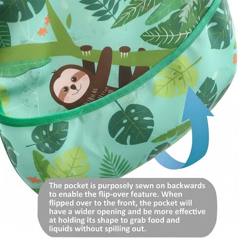 PandaEar 3 Pack Baby Bibs for Boys & Girls, Waterproof Polyester Toddler Bibs for 6-24 Months, Lightweight Soft Feeding Bibs with Food Catcher Pocket (Animal Theme Series) in Kuwait