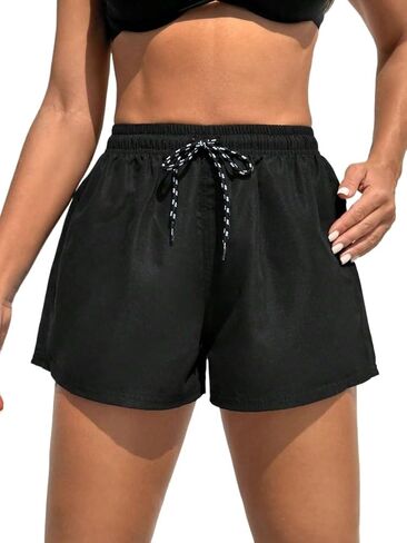 Women's Summer Beach Drawstring Waist Shorts Swimwear Bottom in Kuwait