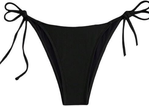 Women's Solid Color Tie-Front Bikini Bottom in Kuwait