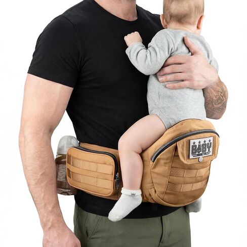 Dinictis Baby Hip Carrier, Ergonomic Military Style Waist Carrier with Hip Seat for Baby & Toddler (Up to 45 lbs), Adjustable Wide Waistband, Molle Webbing & Multiple Pockets, Black in Kuwait