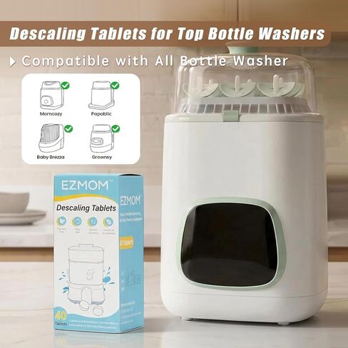 Descaling Tablets for Baby Bottle Washer, 40 Count | Remove Limescale & Mineral Buildup, Compatible with Momcozy Grownsy Baby Brezza Baby Bottle Washer in Kuwait