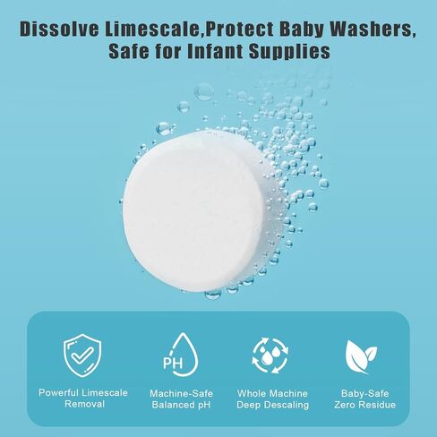 Descaling Tablets for Baby Bottle Washer, 40 Count | Remove Limescale & Mineral Buildup, Compatible with Momcozy Grownsy Baby Brezza Baby Bottle Washer in Kuwait