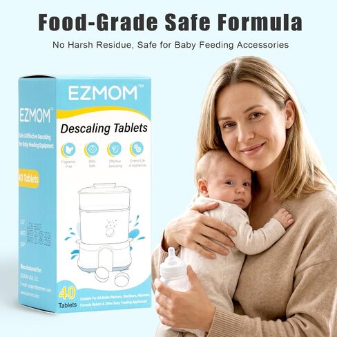Descaling Tablets for Baby Bottle Washer, 40 Count | Remove Limescale & Mineral Buildup, Compatible with Momcozy Grownsy Baby Brezza Baby Bottle Washer in Kuwait