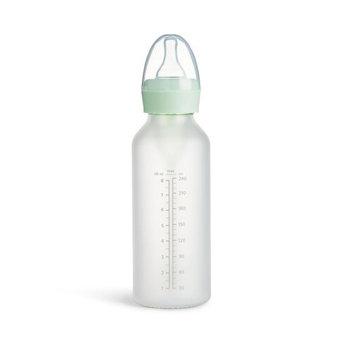 Munchkin Bond Silicone Coated Glass Baby Bottles - Anti-Colic Feeding System with Natural Feel Nipples, 8 Ounce, 2 Pack, Green in Kuwait