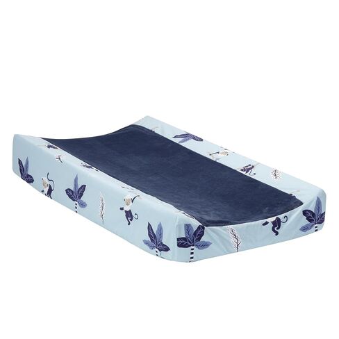 Lambs & Ivy Jungle Party Blue Monkey/Palm Tree Changing Pad Cover in Kuwait