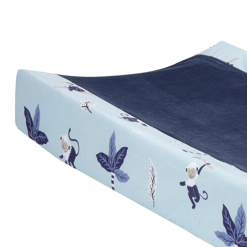 Lambs & Ivy Jungle Party Blue Monkey/Palm Tree Changing Pad Cover in Kuwait