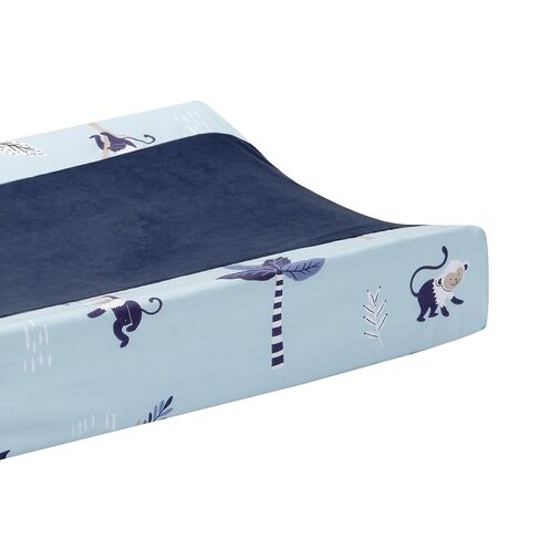 Lambs & Ivy Jungle Party Blue Monkey/Palm Tree Changing Pad Cover in Kuwait