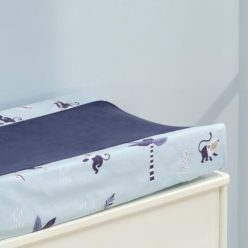 Lambs & Ivy Jungle Party Blue Monkey/Palm Tree Changing Pad Cover in Kuwait