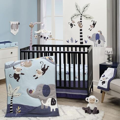 Lambs & Ivy Jungle Party Blue Monkey/Palm Tree Changing Pad Cover in Kuwait
