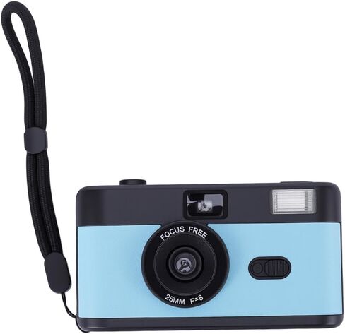 35mm Film Camera, Reusable Retro Camera with 28mm f8 Lens 1/120s Shutter Speed and Built in 27 Color Films, for Photography Enthusiasts Beginners (Black and Pink) in Kuwait