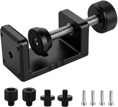 Heavy Duty C Clamp & Desk Clamp, Aluminum Alloy Table Mount with 1/4" & 3/8" Camera Tripod Adapter, Wide Jaw Design for Desk, Shelf, Camera Mount, Woodworking & Workbench (Silver) in Kuwait