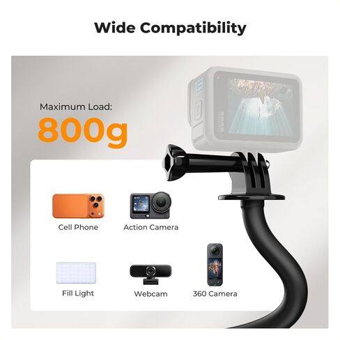K&F CONCEPT Flexible Clamp Mount Kit, Action Camera Gooseneck Mount | 1/4" & 3/8" Screws for Flat & Round Surfaces, Compatible with Smartphone, Action Camera, Light and Webcam, MS50 in Kuwait