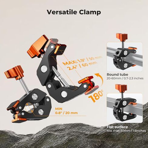 K&F CONCEPT Flexible Clamp Mount Kit, Action Camera Gooseneck Mount | 1/4" & 3/8" Screws for Flat & Round Surfaces, Compatible with Smartphone, Action Camera, Light and Webcam, MS50 in Kuwait