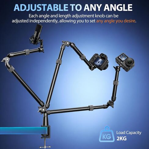 EMART 40" Overhead Camera Mount with Serrated Bite Magic Arm&1/4" Ball Head | Camera Desk Mount,Aluminum Adjustable Articulating Arm,for Cameras/DSLR/Phone/Lights,for Live Streaming/Photo Video Shooting in Kuwait