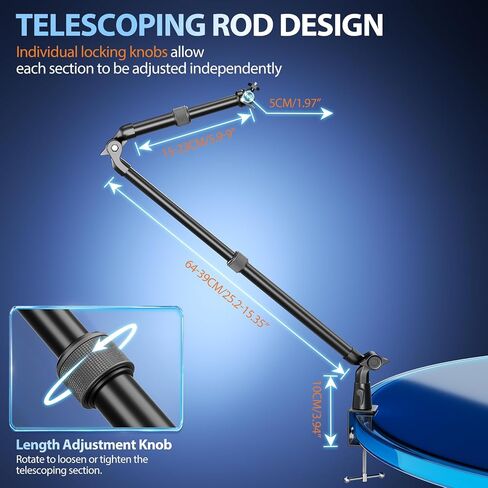 EMART 40" Overhead Camera Mount with Serrated Bite Magic Arm&1/4" Ball Head | Camera Desk Mount,Aluminum Adjustable Articulating Arm,for Cameras/DSLR/Phone/Lights,for Live Streaming/Photo Video Shooting in Kuwait