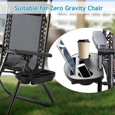Universal Zero Gravity Chair Cup Holder - for Outdoor Recliners, Patio, Beach & Camping Chairs -Black (2 Pack - 38cm x 24cm x 6cm) in Kuwait