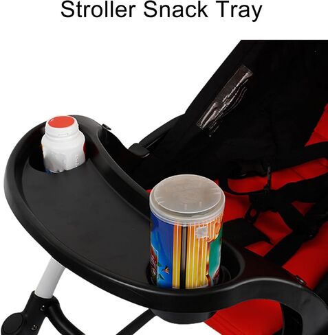 Baby Stroller Snack Tray with Cup Holder Universal Pram Food Tray Removable Reusable Storage Holder Stroller Cup Holder Quick Installation Stroller Tray Attachment for Strollers in Kuwait