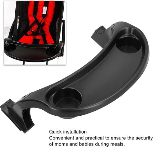 Baby Stroller Snack Tray with Cup Holder Universal Pram Food Tray Removable Reusable Storage Holder Stroller Cup Holder Quick Installation Stroller Tray Attachment for Strollers in Kuwait