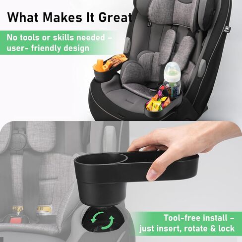 2PCS Child Car Seat Cup Holder Replacement & Snack Tray for Safety First EverFit & Grow and Go All-in-One Slim Convertible Car Seat, Cup Holder Tray for Snack and Toys Accessory, Dishwasher Safe in Kuwait