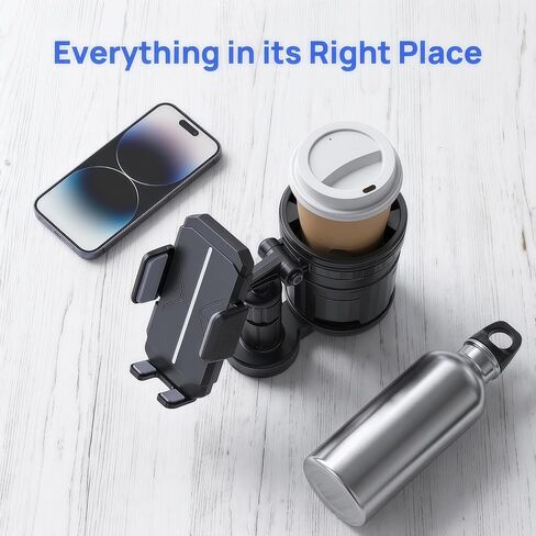 3-in-1 Universal Stroller Cup Holder, 360° Rotatable Phone Holder with Adjustable Single/Double Cup, Fits Most Baby Strollers, Bicycles,Wheelchairs, Shopping Carts, Safe and Stable, Black in Kuwait