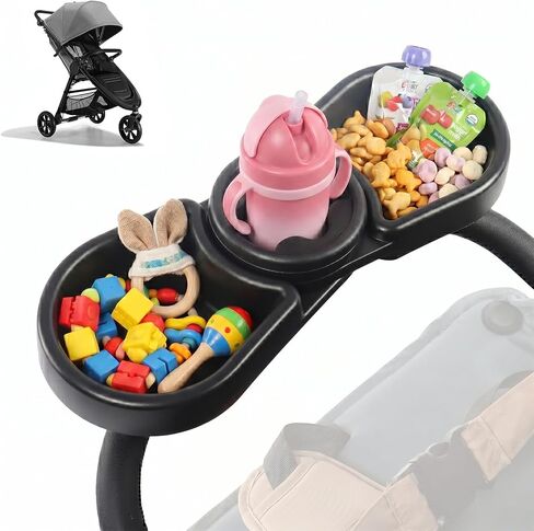 Universal Stroller Snack Tray Attachment | 3-in-1 Stroller Snack Tray with Deep Cup Holder | Compatible with Baby Jogger City Mini GT2 | BPA-Free Toddler Travel Accessories, Tool-Free Install in Kuwait