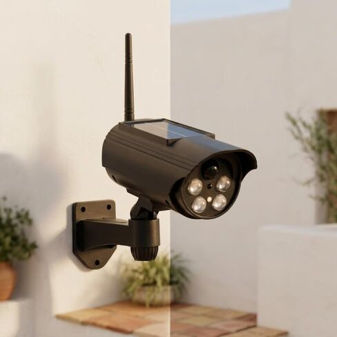 Solar Dummy Security Camera LED Wall Light, PIR Motion Sensor Fake Surveillance Lamp with Flashing Red Light, Adjustable Outdoor Solar Powered Security Light in Kuwait