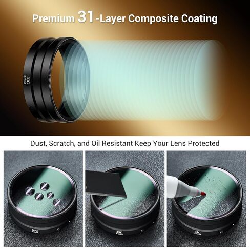 JJC UV Lens Filter for Ricoh GR IV GR4 HDF Monochrome with Bayonet Mount | 99.5% Transmission, with 31 Multi-Coatings, Aluminum Frame, Scratch-Resistant, Includes Cleaning Cloth, Accessories for GR4 in Kuwait