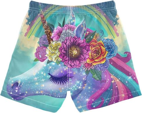 Toddler Board Shorts Rainbow Unicorn Flower Boys Quick Dry Beach Board Shorts in Kuwait