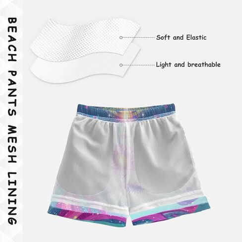 Toddler Board Shorts Rainbow Unicorn Flower Boys Quick Dry Beach Board Shorts in Kuwait