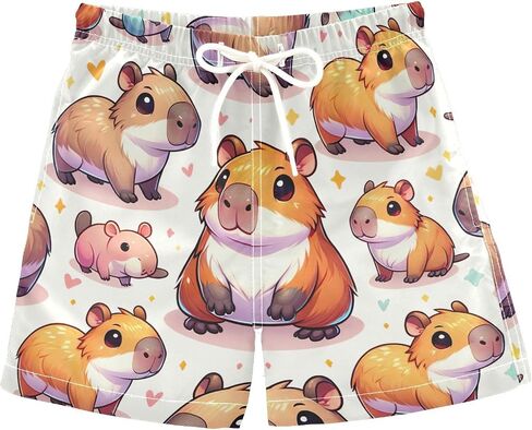 ODAWA Cute Capybara Little Kids Quick Dry Board Shorts with Mesh Lining Lightweight Little Boys Beach Swim Trunk in Kuwait