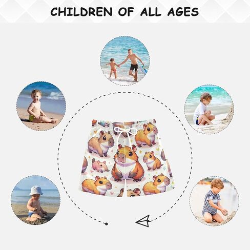ODAWA Cute Capybara Little Kids Quick Dry Board Shorts with Mesh Lining Lightweight Little Boys Beach Swim Trunk in Kuwait
