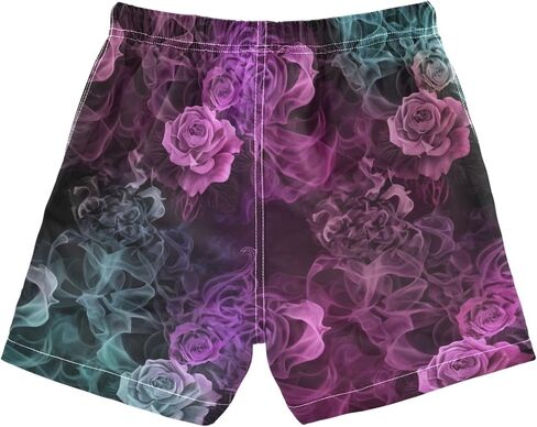 ODAWA Rose Flower Teal Purple Little Kids Lightweight Board Shorts with Drawstring Kids Surfing Shorts in Kuwait