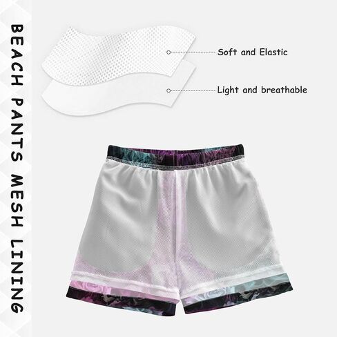 ODAWA Rose Flower Teal Purple Little Kids Lightweight Board Shorts with Drawstring Kids Surfing Shorts in Kuwait