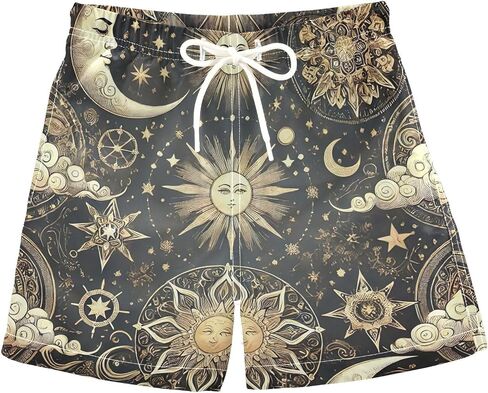 Little Boys Board Shorts Sun Moon Stars Toddler Lightweight Vacation Shorts in Kuwait