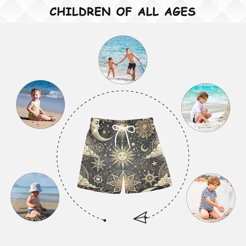 Little Boys Board Shorts Sun Moon Stars Toddler Lightweight Vacation Shorts in Kuwait