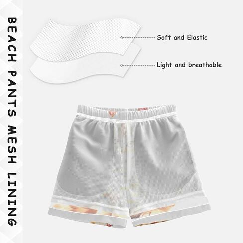 Little Boys Board Shorts Orange Cat White Beach Shorts Lightweight Running Trunks in Kuwait