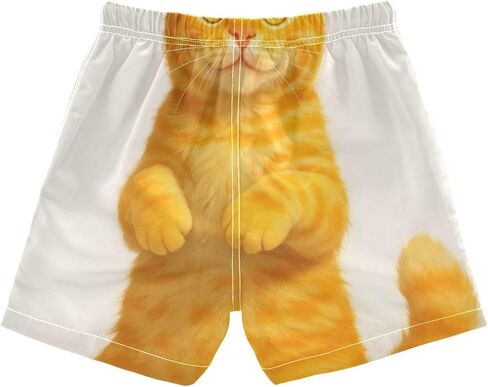 Adorable Orange Cat Cute Toddler Board Shorts, Boys Swimming Bottoms with Mesh Lining, Little Kids Swimming Trunks in Kuwait