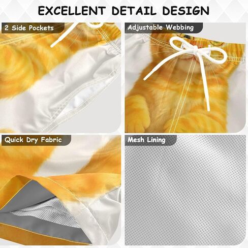 Adorable Orange Cat Cute Toddler Board Shorts, Boys Swimming Bottoms with Mesh Lining, Little Kids Swimming Trunks in Kuwait